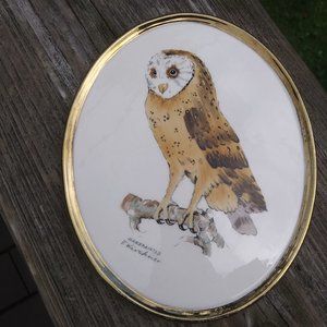 Vintage 1975 Goebel West Germany Hand Painted Barn Owl Ceramic Plaque F Kirchner